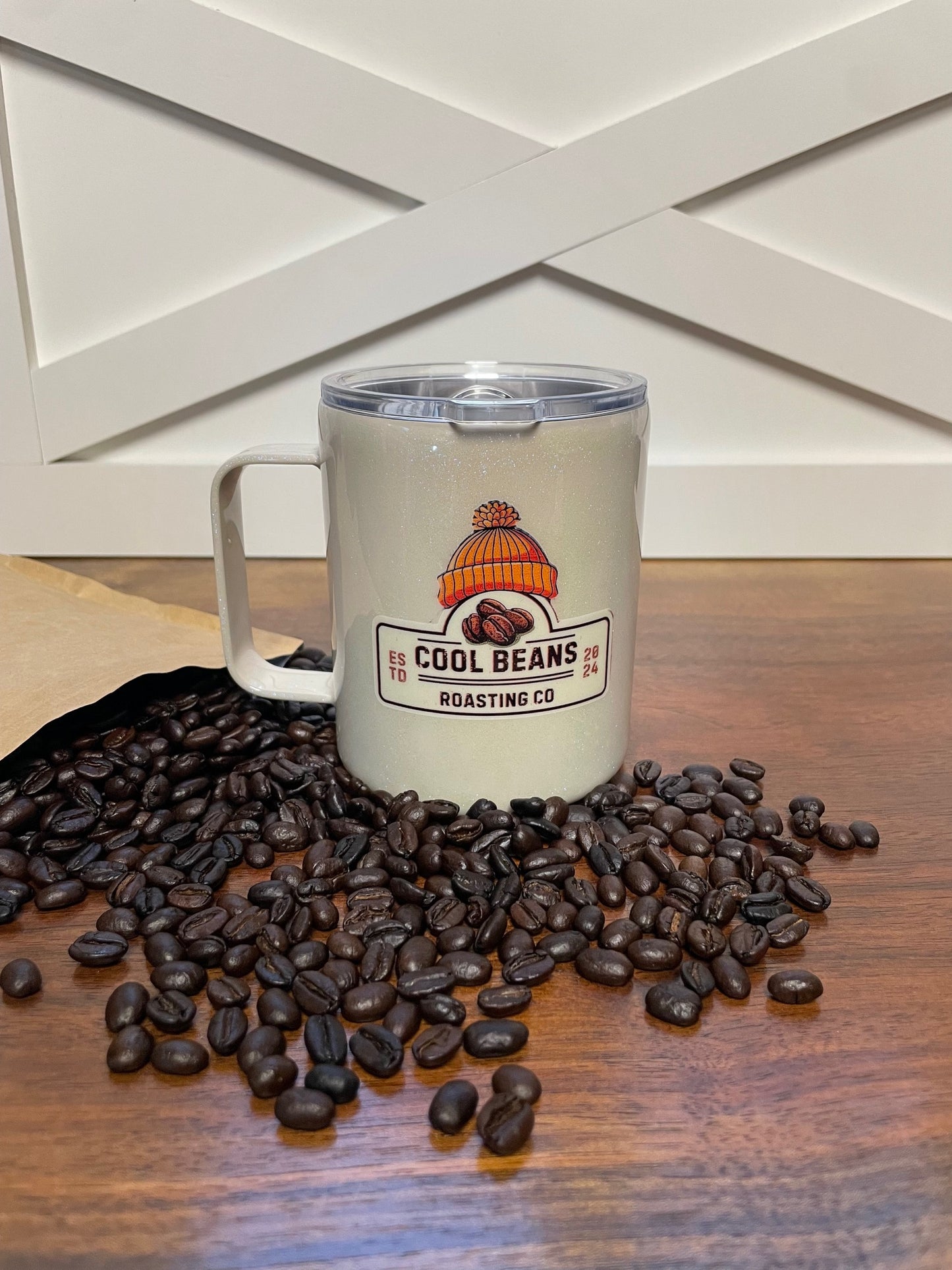 Custom Cool Beans 12oz mug - Cream With Sparkles